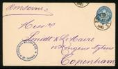 Fk1b. Mycket vacker helsak stpl ST.THOMAS 15.4.1881, sänd till Köpenhamn. Firmastämpel FEDDERSEN WILLINK & CO.