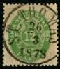F11. 12 cents, lyxstämplat märke ST.THOMAS 26.3.1878. Möjligen förbättrad tandning, men ovanligt vackert! F 2000 kr+