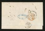 Förfilateli DVI/Frankrike. Intressant brev sänt från DVI 1852 till Bordeaux med notering "per Steamer Anglais", röd stpl COLONIES & ART.XX samt cirkelstämpel ANGL. 24 JANV 52 CALAIS. Baksidan med ...