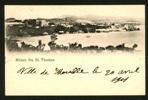 F15. 3 cents på vackert (0,5 cm riss) vykort "Hilsen fra St. Thomas" sänt till Frankrike. Stpl ST.THOMAS 18.4.1901. F 2000 kr