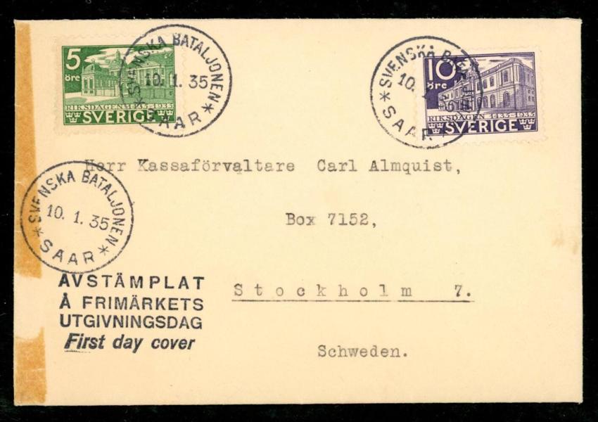 F240C + 242C. SVENSKA BATALJONEN SAAR 10.1.35. Spår av tejp.