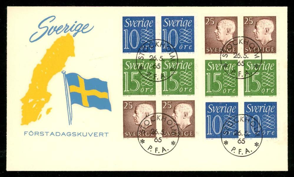 HA14. 26.5.65. Två block på ett FDC. Gyllenspetz V8