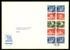F587-92. 15.11.66. Helt 10-block på stort FDC, vinjett Cancerfonden