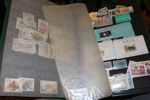 Hela världen. Stor flyttlåda med album med mängder av länder representerade.