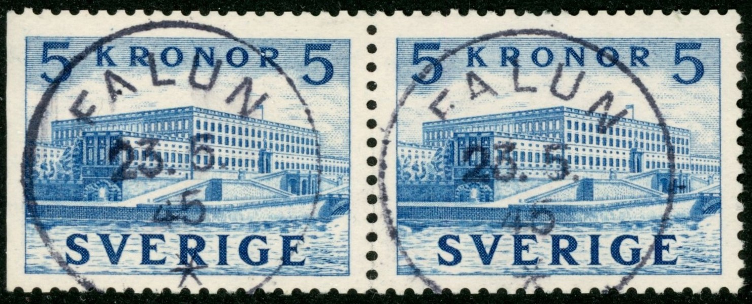 F332BC. FALUN 23.5.45. Smal marginal, men troligen äkta