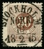 F25. STOCKHOLM NORR 10.2.1875. Lyxstämplat ex, men tyvärr omtandat på höger sida.