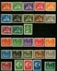 F196-223. Postfrisk lot (2 kr kongress med fastsättarspår), bl.a. hel serie Kongress. 1-kronan UPU med runt hörn, 1-kronan Kongress med veck. I övrigt ok/bra kvalitet. Högt kv!