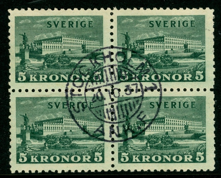 F233a. 4-block lyxstämplat STOCKHOLM 1 20.10.37