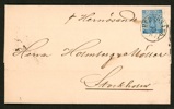 F9. Vackert brev till Stockholm stpl HERNÖSAND 29.8.1871, med notering "per Hernösand" som syftar på fartyget med samma namn, om jag förstått saken rätt.