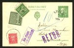 Helsak stpl ARILD 7.7.1924 sänd till Norge, lösenbelagd i Norge OCH i Sverige efter att ha returnerats till Sverige. Intressant objekt. 