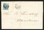 Trevligt 4-skillingbrev till Ulricehamn stpl STOCKHOLM 23.9.1856. Ett par lodräta veck.