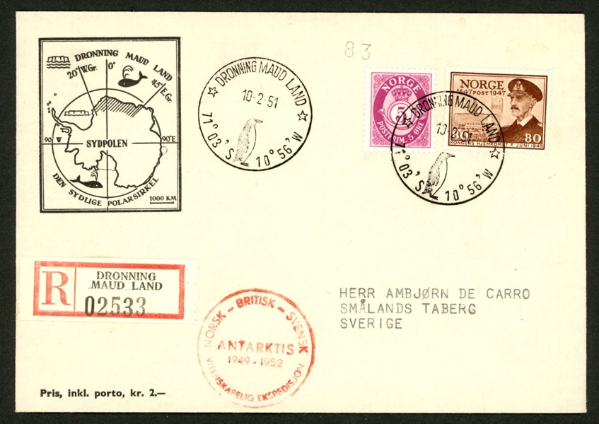 Polarpost. Norskt brev från Antarktisexpeditionen 1949-52.