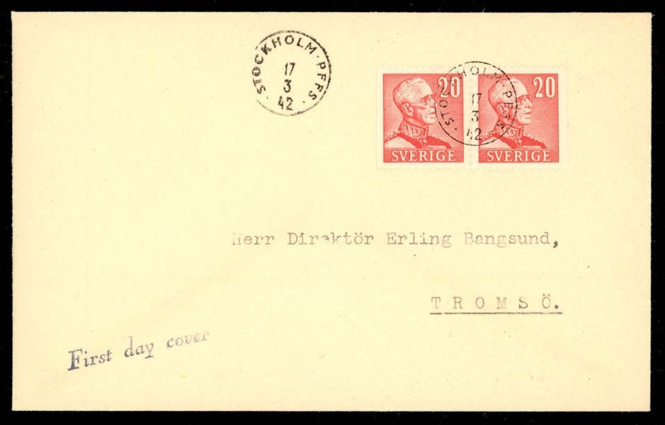 F276BB. 17.3.42. Sällsynt FDC