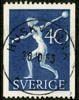 F447. HUSKVARNA 28.10.53. Trots en kort tand ett ovanligt vackert ex av denna knepiga valör.