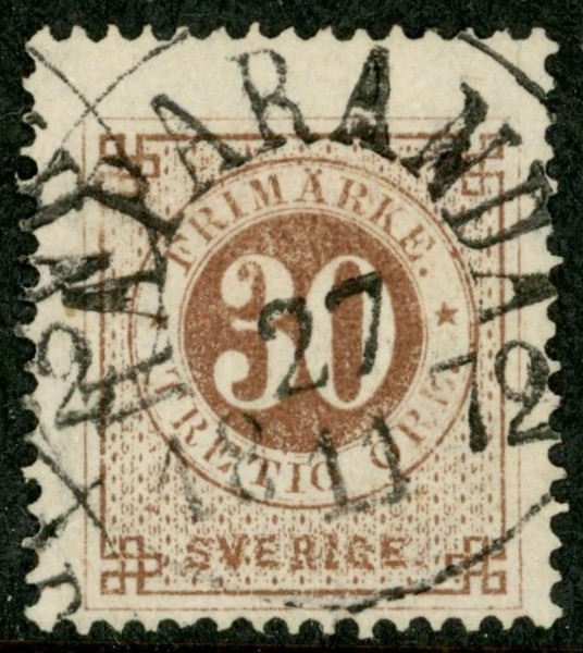 F25d2. HAPARANDA 27.11.1872. Trots flera stämplar ett trevligt ex, rent och fräscht. Sign O.P.