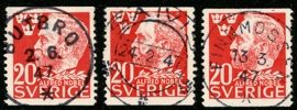 F372A. Lot tre stk vackra ex: BUTBRO, SÄIVIS och FINNMOSSEN. Någon kort tand.