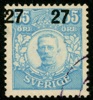 F102v1. Stpl ex med variant "starkt förskjutet påtryck". Raritet på detta märke, F 5000 kr
