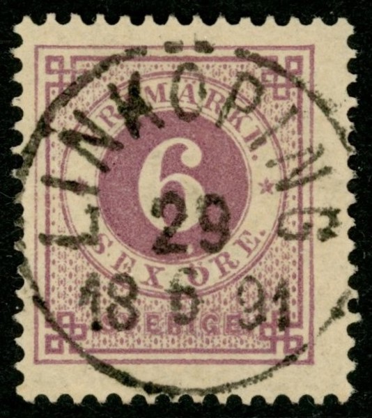 F44b. LINKÖPING 29.6.1891. Felfritt, lyxstämplat ex!