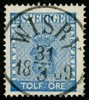 F9c3. WISBY 31.3.1869. Vackert ex, en "splittad" tand t.h. Sign O.P.