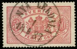 Tj22A. NYA LERDALA 1.8.1887. Vacker 50 öre röd typ 1 (kt).