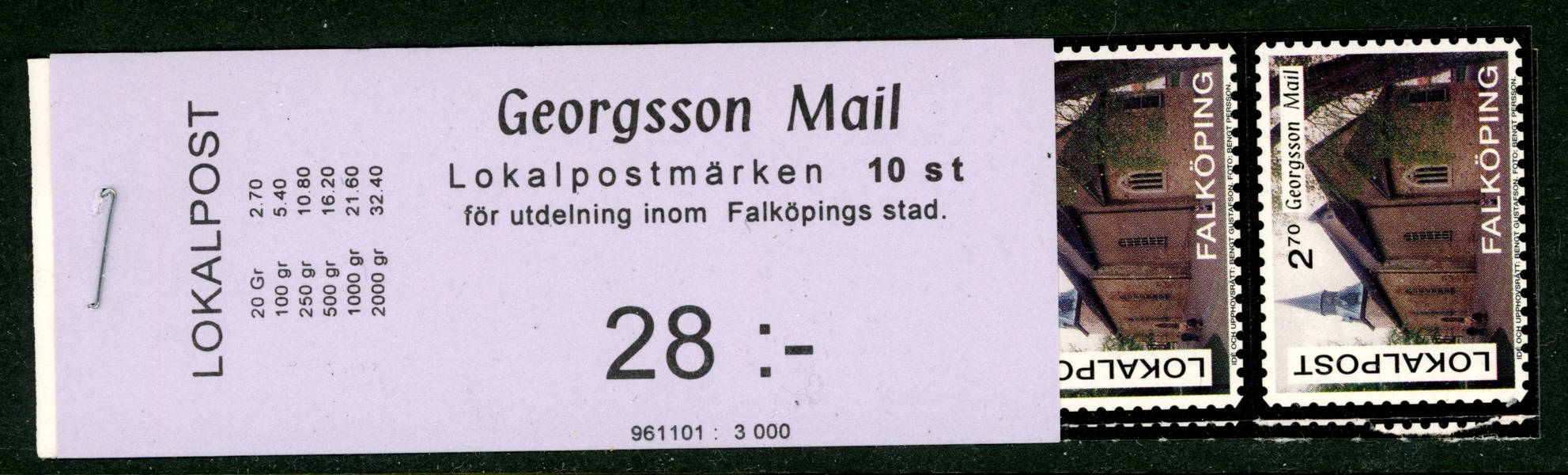 Georgsson Mail. Lokalposthäfte Falköping, komplett.