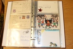 "Art on mail". Samling handteckningar och dylikt på brevkort eller brev/vykort. Några är inte postbehandlade. 29 stycken totalt. Intressant objekt.