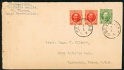 F41+42 (2 st) som 25 BIT frankering på brev till USA, stpl ST.THOMAS 2.1.1914