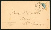 F16. Halverad 4 cents på litet brev (smärre åldersfläckar) till St. Croix, stpl ST.THOMAS 22.1.1903. F 1200 kr