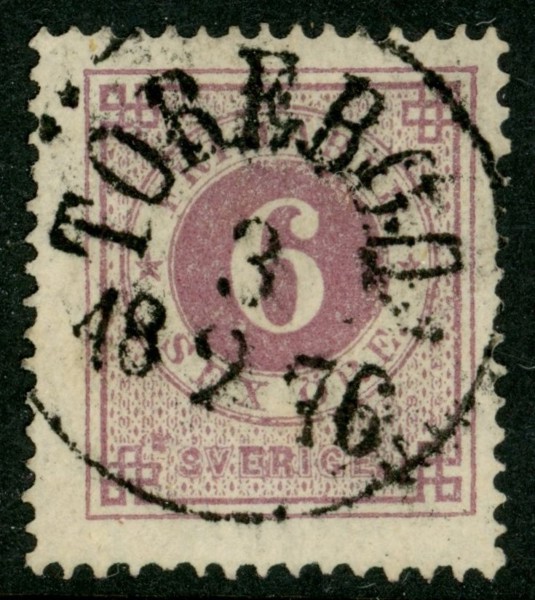 F20k. TÖREBODA 3.2.1876. En obet kort tandspets nedtill.