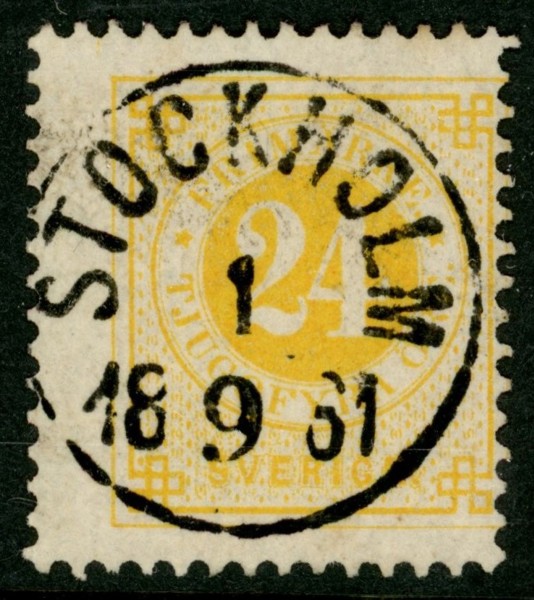 F34. STOCKHOLM 1.9.1881. Trots sned centrering vackert!