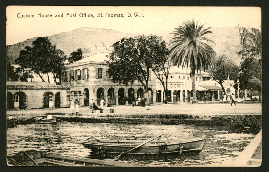 "Customs house and post office", St Thomas. Obeg kort.