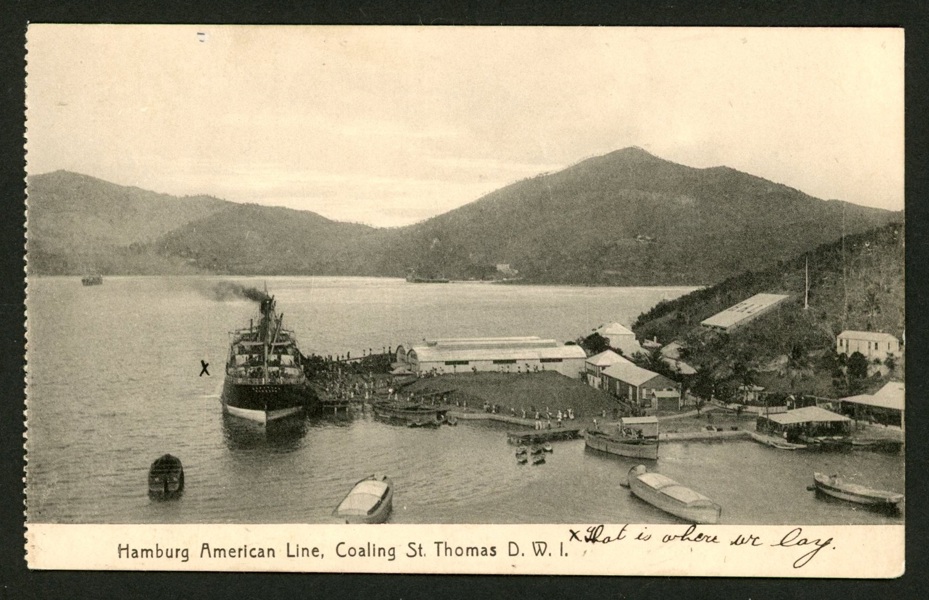 "Hamburg American line, coaling" St Thomas. Obeg kort.