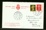 Lot två försändelser - ett vykort stpl HOLSTEINSBORG 15.9.1951 och ett engelskt svarskort stpl GODTHÅB 3.9.70.