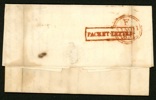 Förfilateli. Brev till England daterat St Thomas 6 september 1831. På baksidan röda stämplar F 11 NOV 1831 samt PACKET-LETTER i ram. Fullt innehåll på engelska, lättläst. Intressant brev!