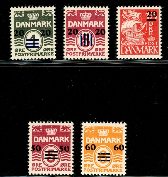 F4-8. Postfrisk serie provisorier. Attest Nielsen. F 8500 kr