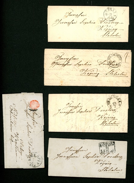 Lot fem brev 1850-tal, sända till samma adressat. Se bilder.