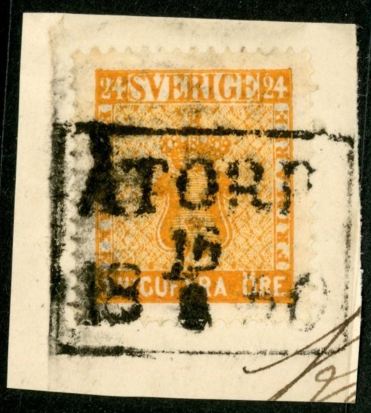 F10. ÅTORP 15.8.1860. 4-kantstämpel på klipp, välcentrerat märke.