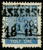F9. ASKERSU(ND) 20.11.1858. Delvis dubbelslagen, men ändå vacker stämpel. Tandningen är felfri där det inte syns.