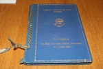 UPU presentbok från kongressen i Kairo 1934. Defekt i ryggen. Innehåller inklistrade ostämplade ex av Posthuset, några bandmärken serier Kongress och Förening m.m. 