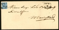 4 sk bco (runt hörn) på trevligt brev praktstämplat HJO 24.7.1855, dvs första månaden. Två cm riss i mitten upptill samt märket med runt hörn. Utan innehåll.