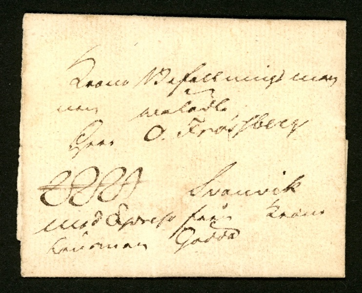 Vackert brev till kronobefallningsmannen välädle herr Olof Frössberg (död 1817) i Svanvik på Orust, med express. Från kronobefallningsmannen Gädda 1814, med ridande kronorättare direkt.