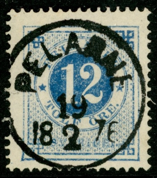 F21. PELARNE 19.2.1876. Stämpelraritet i lyxavtryck (två ktt). Postal 2500 kr