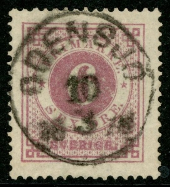F20k. ODENSJÖ 10.3.1878. Någon aningen kort tand, men vackert!
