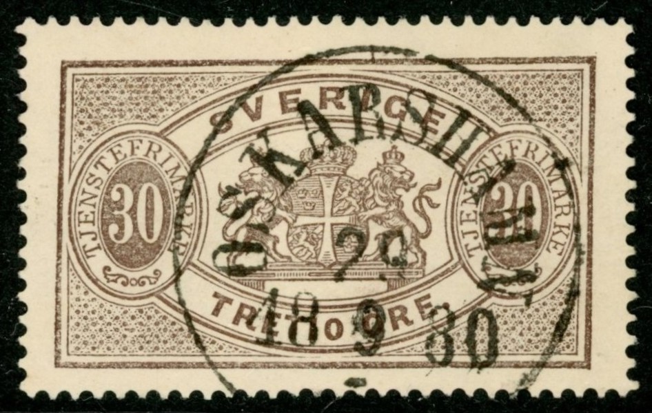 Tj8. OSKARSHAMN 29.9.1880. Pr-lyxexemplar!