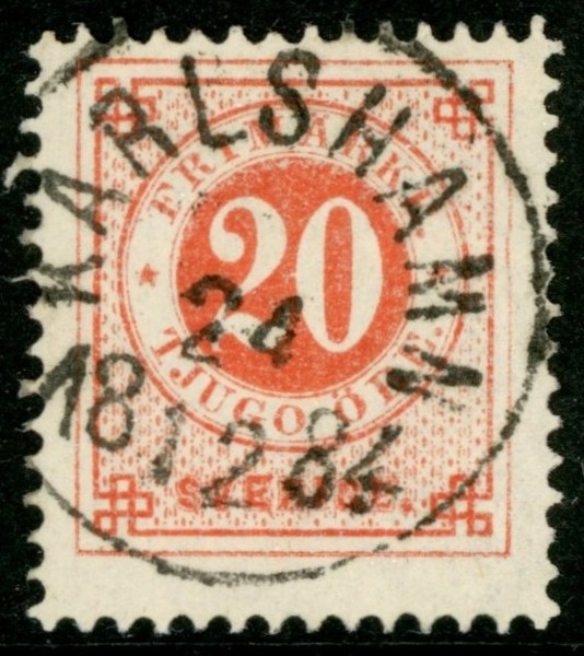 F33f. KARLSHAMN 24.12.1884. Fräscht ex nyansbestämt av Mats Nilsson.
