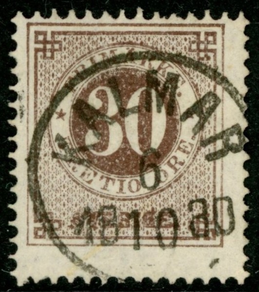 F35d. KALMAR 6.10.1880. Fräscht ex, nyanserat och sign O.P.