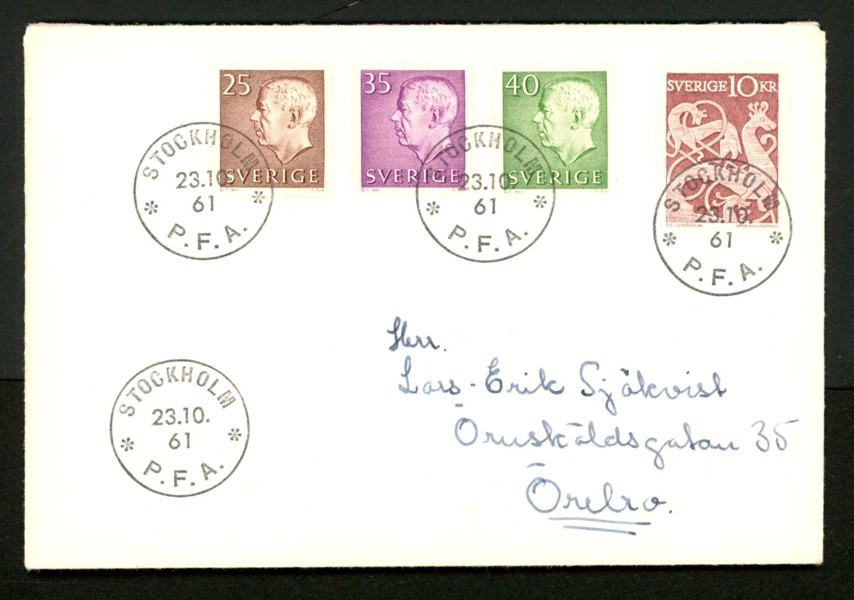 23.10.61. Brev med tre bruksmärken + Bildsten singel på samma FDC
