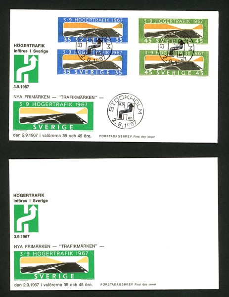 2.9.67. FDC med vinjett enl bild, dessutom ett med vinjett men utan frimärken (!)