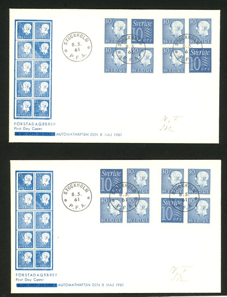 8.5.61. Lot två FDC med två 4-block på vardera, med vinjett