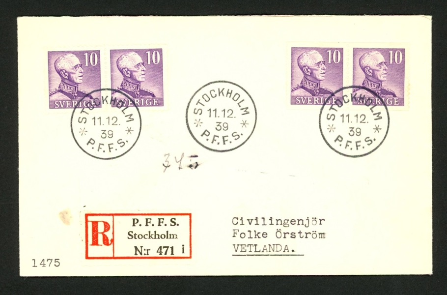 11.12.39. 4-s och 2-s i var sitt par. Rek utan vinjett